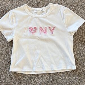 Altar'd State White Tee with Pink Heart Design